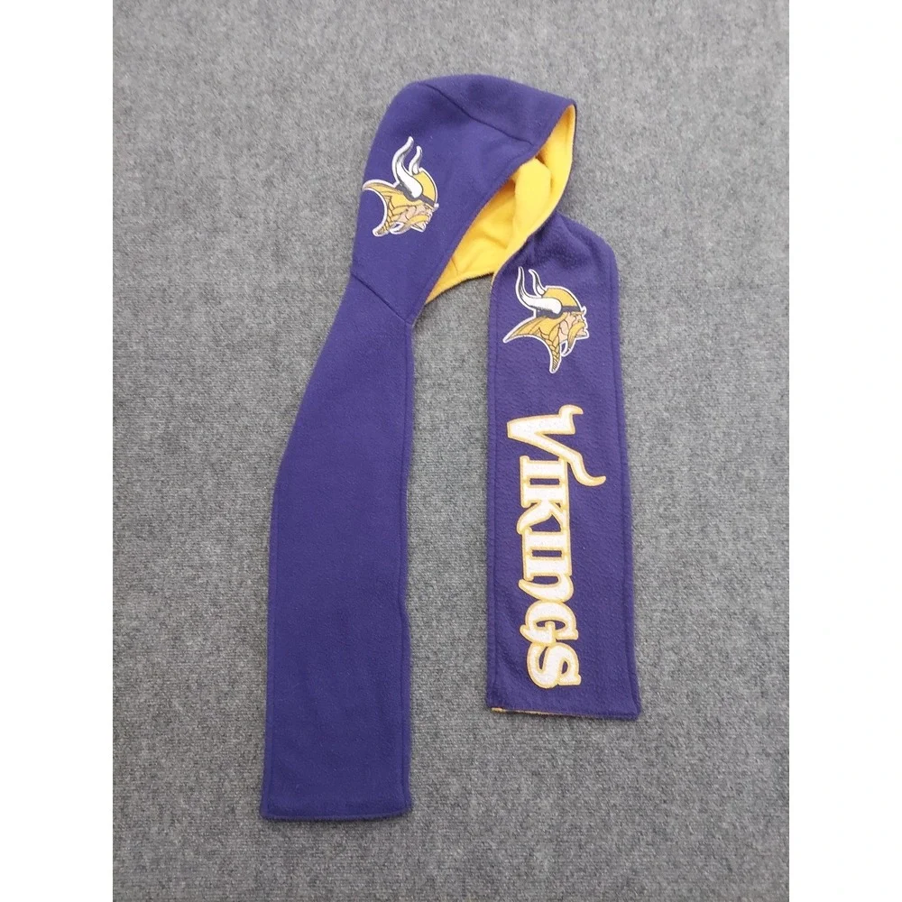 Vintage Pro Fan ity Minnesota Vikings Reversible Hood Scarf Fleece Purple Yellow